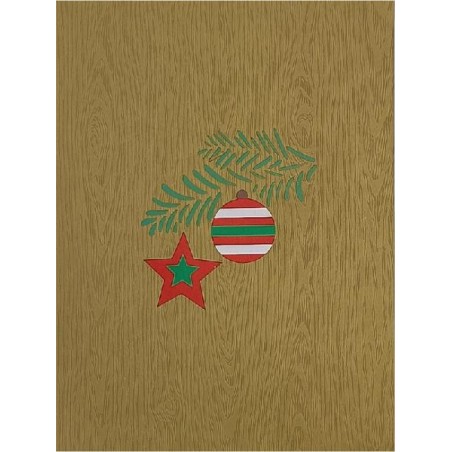 Copertina biglietto Natale con pallina, ramo e stella