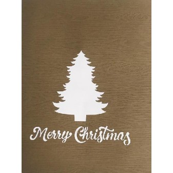 Copertina biglietto con albero bianco e scritta Merry Christmas