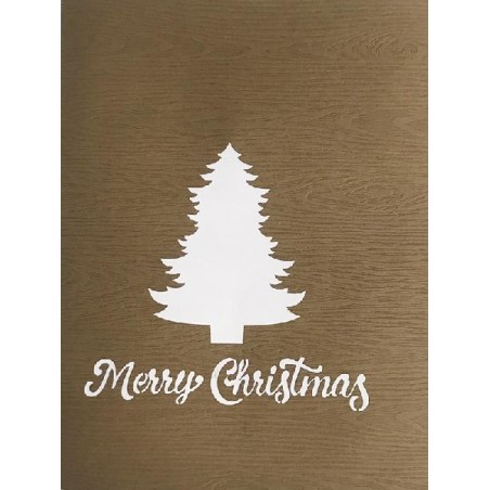 Copertina biglietto con albero bianco e scritta Merry Christmas