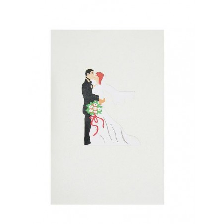 Copertina elegante con sagoma degli sposi su sfondo panna