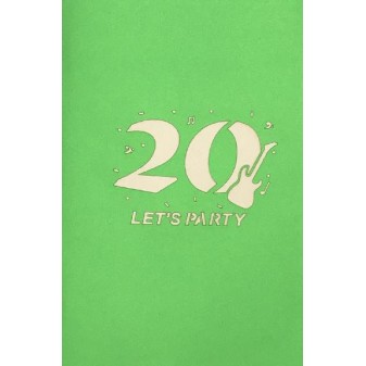 Copertina verde con numero 20 e scritta Let’s Party incisa
