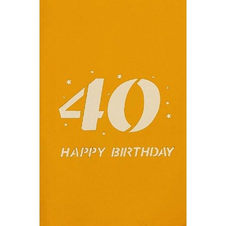 Copertina Biglietto 40 Anni Happy Birthday su sfondo arancione