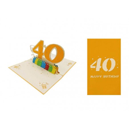 Biglietto Auguri Pop-up 3D 40 Anni – interno ed esterno visibili