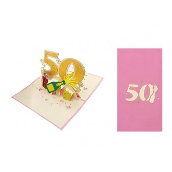 Biglietto Compleanno Donna 50 Anni – interno e copertina visibili