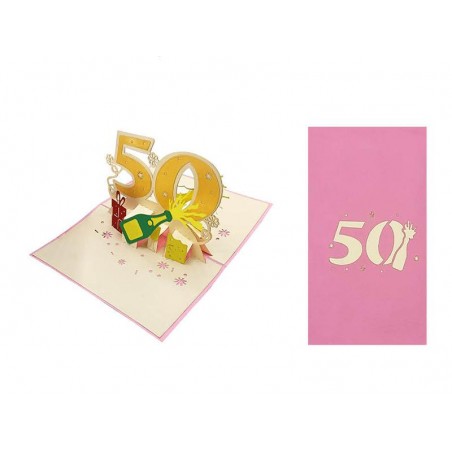Biglietto Compleanno Donna 50 Anni – interno e copertina visibili