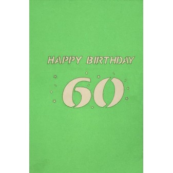 Copertina verde Biglietto 60 Anni con scritta Happy Birthday