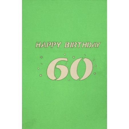 Copertina verde Biglietto 60 Anni con scritta Happy Birthday