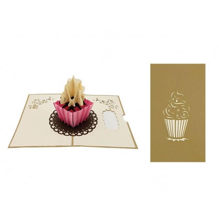Biglietto Auguri Pop-up Cup Cake – interno ed esterno visibili