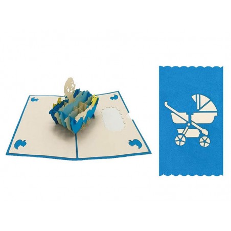 Vista interna ed esterna del biglietto origami primo bagnetto bimbo