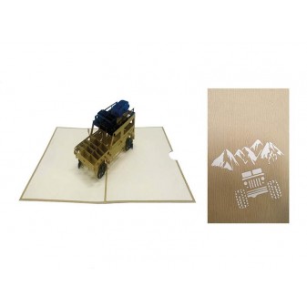 Vista interna ed esterna del biglietto origami fuoristrada