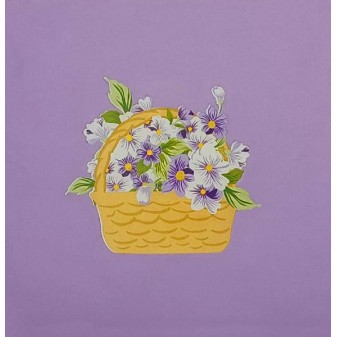Copertina lilla con illustrazione di cestino di viole colorate