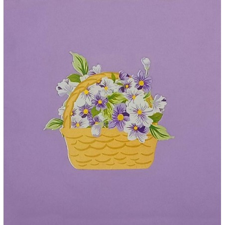 Copertina lilla con illustrazione di cestino di viole colorate