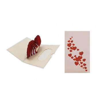 Vista interna ed esterna del biglietto origami Mille Cuori