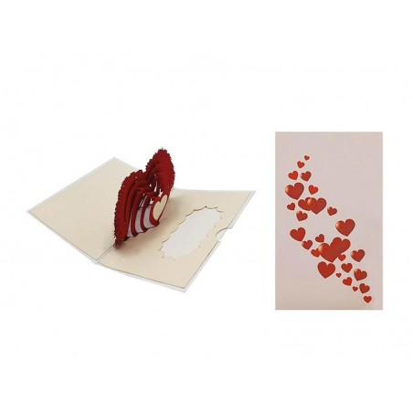Vista interna ed esterna del biglietto origami Mille Cuori