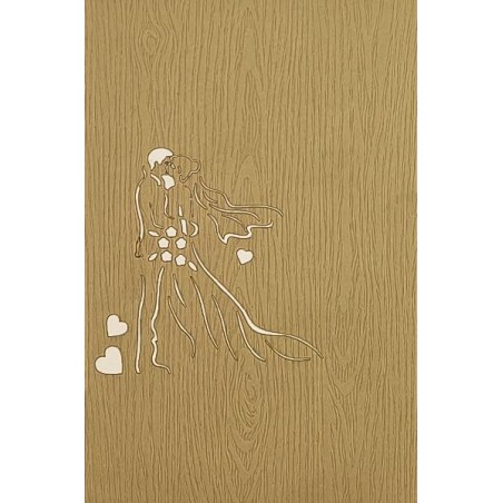 Copertina crema con silhouette di sposi abbracciati ritagliata