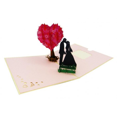 Biglietto San Valentino pop-up 3D con coppia e albero a cuore