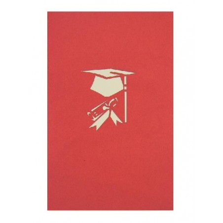 Copertina biglietto laurea rosso con incisione laser tocco e pergamena