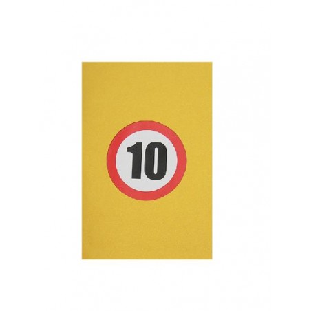 Biglietto compleanno numero 10 stile cartello stradale giallo