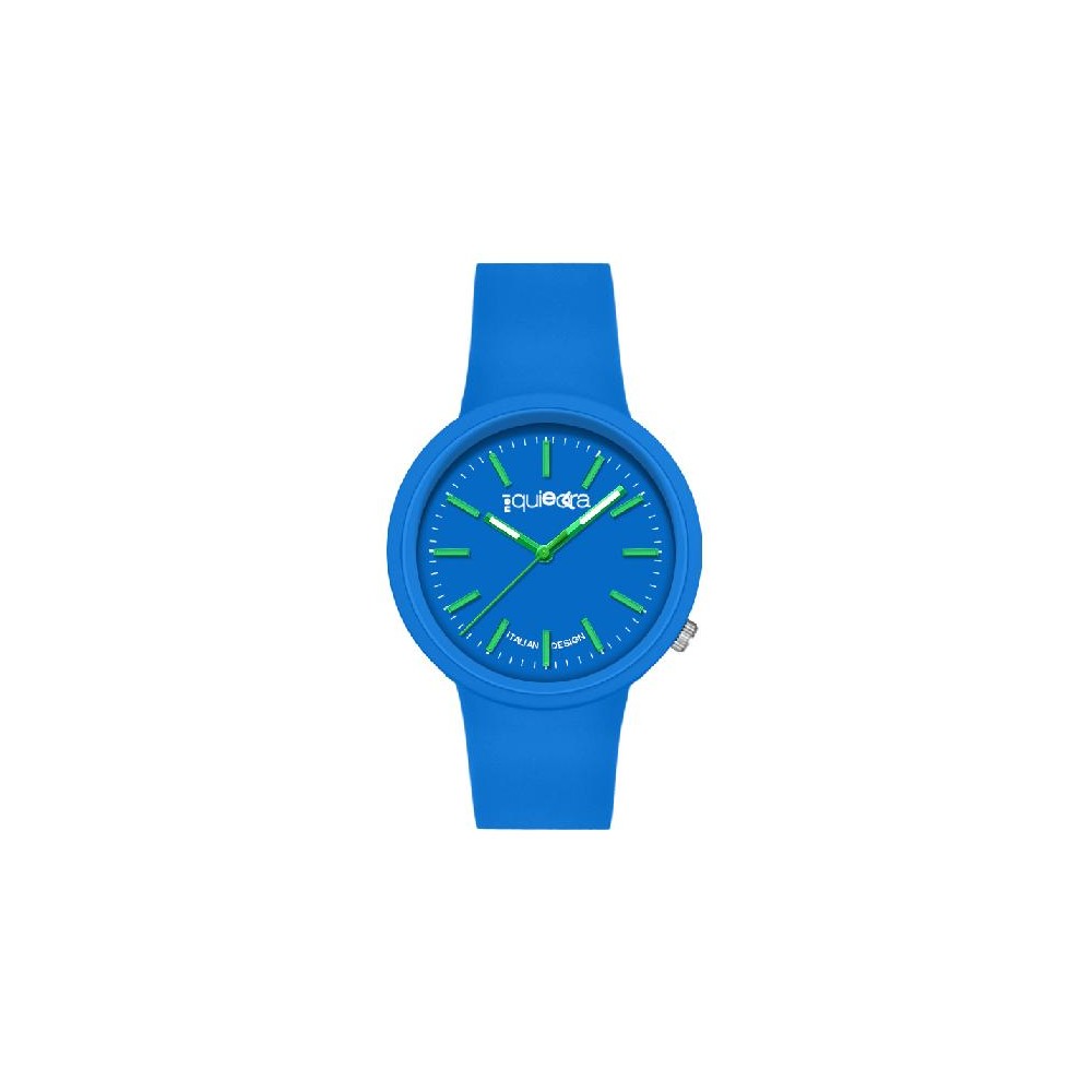 Orologio blu in silicone NelQuieOra con quadrante verde e cassa tonda, design moderno e giovanile