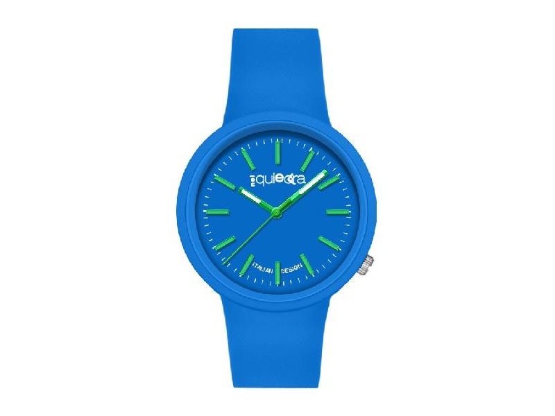 Orologio blu in silicone NelQuieOra con quadrante verde e cassa tonda, design moderno e giovanile
