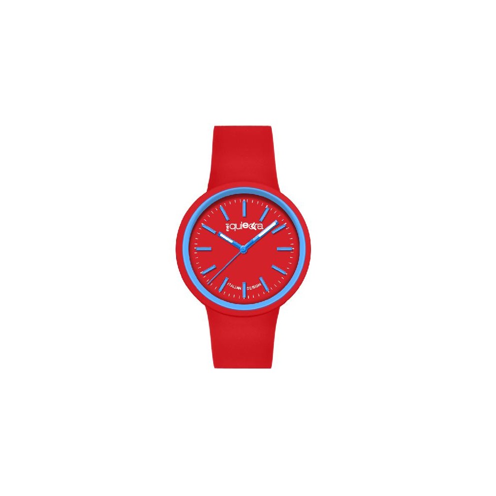 Orologio rosso in silicone NelQuieOra con quadrante essenziale, perfetto per outfit decisi