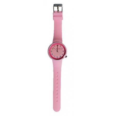 Orologio da polso rosa unisex in silicone morbido, perfetto per un look dolce e moderno