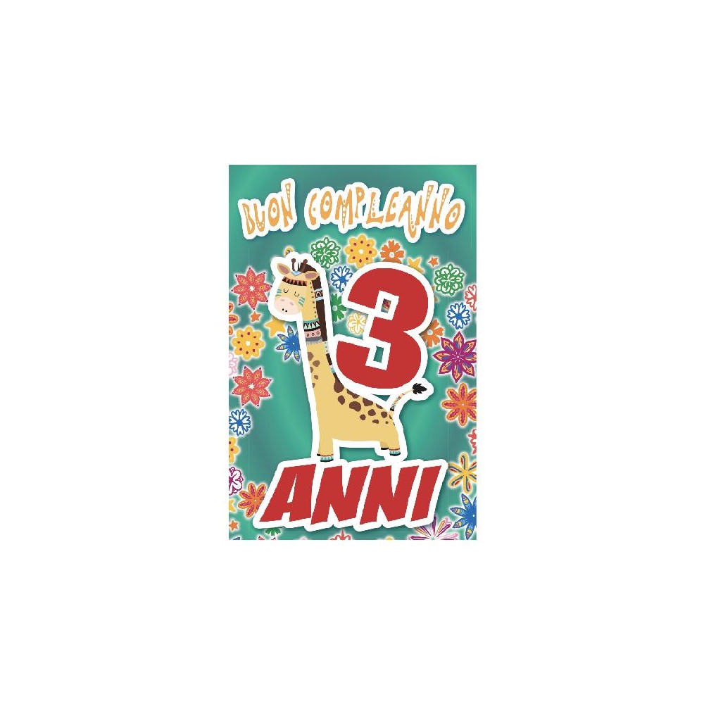 Biglietto di compleanno con giraffa per bambini – copertina pop-up 3 anni