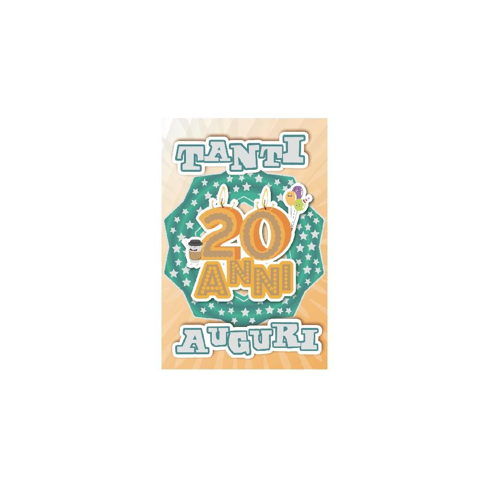 Biglietto compleanno 20 anni con scritta “Tanti Auguri” e candeline
