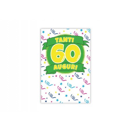 Biglietto di compleanno 60 anni “Tanti Auguri” con decorazioni colorate