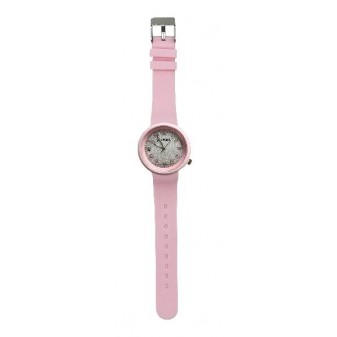 Orologio da polso rosa con cristalli, cinturino silicone e design raffinato per ragazze moderne
