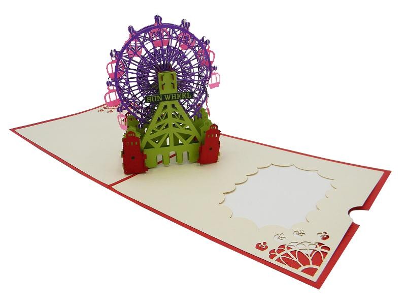 Biglietto aperto con ruota panoramica 3D colorata “Sun Wheel” in rilievo