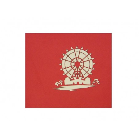 Biglietto pop-up con ruota panoramica su copertina rossa stilizzata