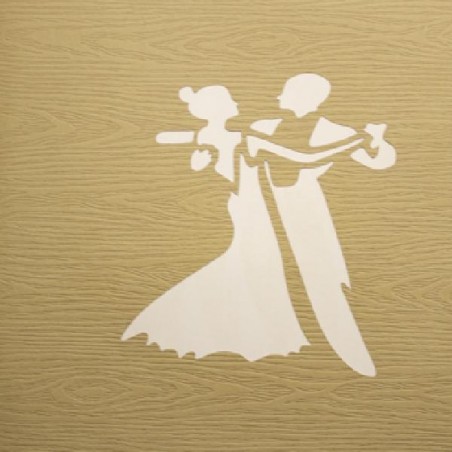 Copertina effetto legno con incisione laser coppia ballerina in abito elegante
