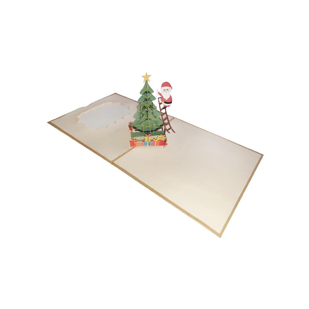 Biglietto Natale Pop-up con Babbo Natale, albero e regali in 3D