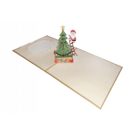 Biglietto Natale Pop-up con Babbo Natale, albero e regali in 3D