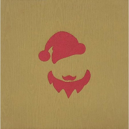 Copertina biglietto dorata con sagoma rossa stilizzata di Babbo Natale