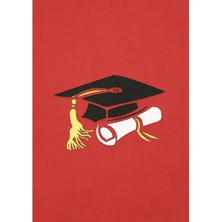 Copertina biglietto laurea con cappello accademico e pergamena