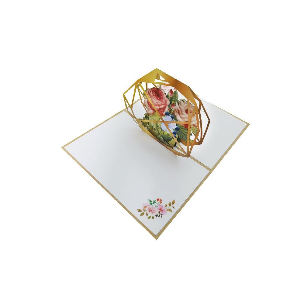 Biglietto Festa della Mamma fiori dorati pop-up 3D elegante