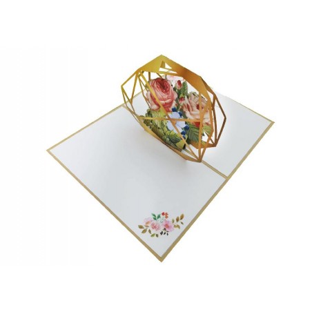 Biglietto Festa della Mamma fiori dorati pop-up 3D elegante