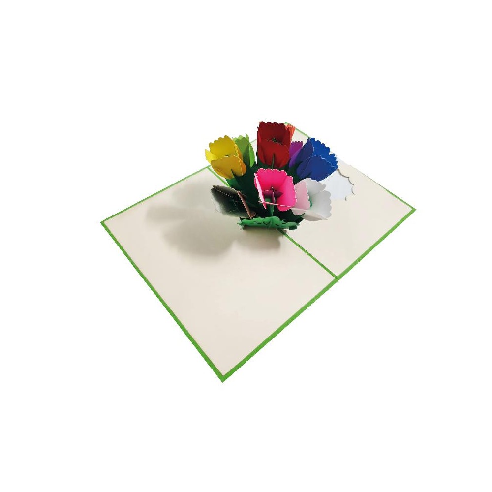 Biglietto pop-up Tulipani colorati 3D auguri vari