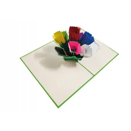 Biglietto pop-up Tulipani colorati 3D auguri vari