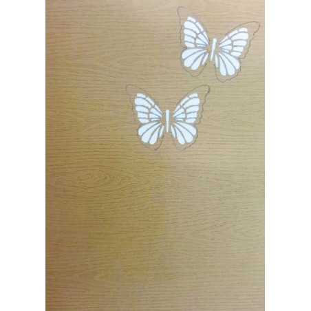 Farfalle bianche fustellate laser biglietto primavera decorazioni delicate minimaliste