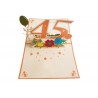 Biglietto Compleanno 45 Anni Pop-up 3D con Fiori e Palloncino