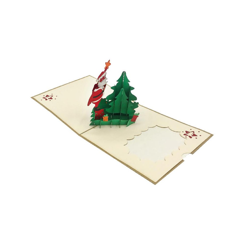 Biglietto di Natale pop-up con Babbo Natale e albero tridimensionale