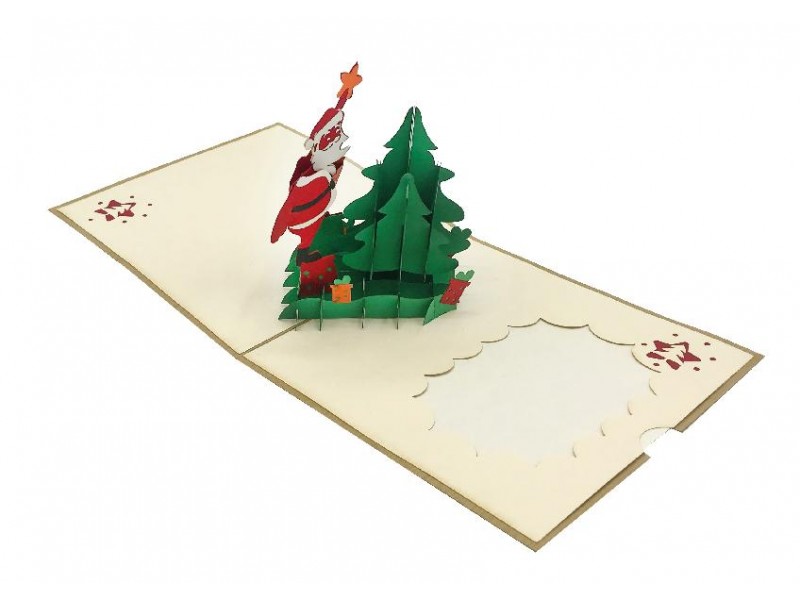 Biglietto di Natale pop-up con Babbo Natale e albero tridimensionale