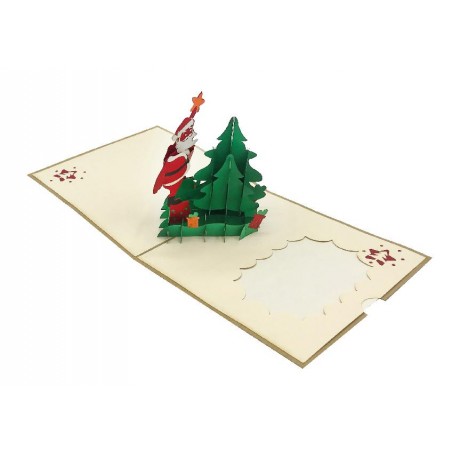 Biglietto di Natale pop-up con Babbo Natale e albero tridimensionale