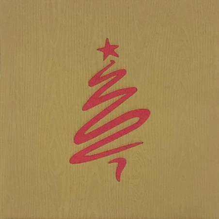 Copertina biglietto con albero stilizzato rosso su sfondo marrone